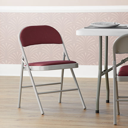 Ghế gấp bọc vải có đệm ngồi Lancaster Table & Seating - Màu đỏ booc-đô