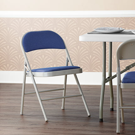 Ghế tiệc Lancaster Table & Seating xanh dương vải ghế gấp với đệm ngồi