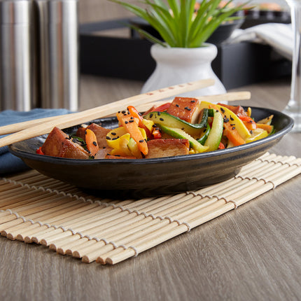 Đĩa oval sâu melamine Elite Global Solutions JW7308 Zen 20,6 x 13 cm đen - Thùng 6 cái