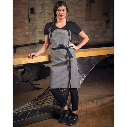 Tạp dề yếm điều chỉnh màu xám chambray Mercer Culinary Metro Edge Odin M63205GRY