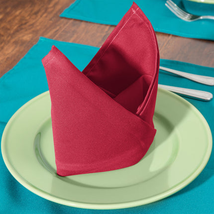 Khăn ăn hồng đậm bằng polyester 100% Intedge 51 cm x 51 cm - Gói 12 cái