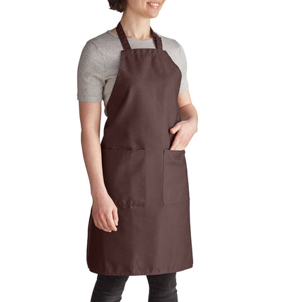 Tạp dề yếm vải poly-cotton điều chỉnh được Intedge nâu, 2 túi