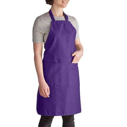 Tạp dề yếm vải poly-cotton điều chỉnh được Intedge tím, 2 túi