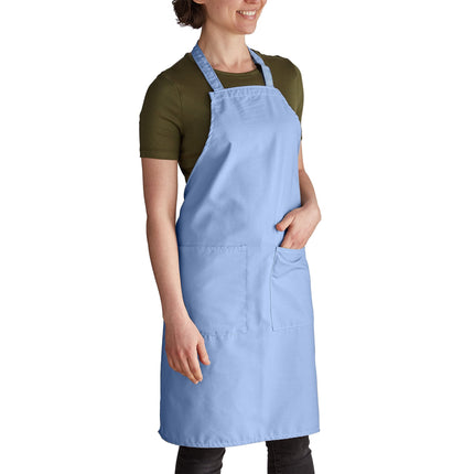 Tạp dề yếm vải poly-cotton điều chỉnh được Intedge xanh dương nhạt, 2 túi