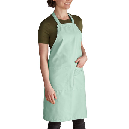 Tạp dề yếm vải poly-cotton điều chỉnh được Intedge xanh seafoam, 2 túi