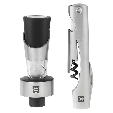 (2 pieces) ZWILLING | Sommelier Corkscrew + Wine Pourer Set – 18/10 Stainless Steel – Gift Box