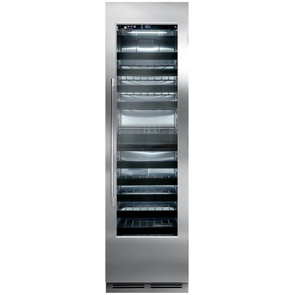 Tủ bảo quản rượu vang 2 vùng nhiệt cửa kính bản lề phải Perlick CC24D-1-4R 86 chai, thép không gỉ