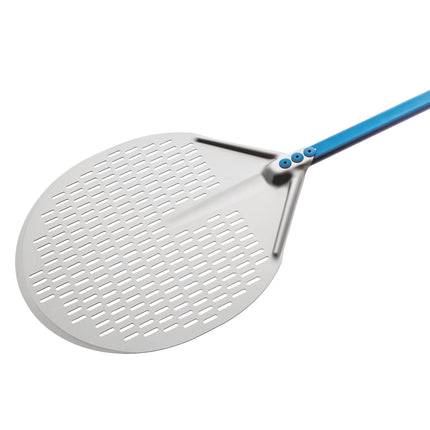 Xẻng xúc pizza nhôm anod tròn đục lỗ GI Metal Azzurra 30 cm tay cầm 150 cm A-30F