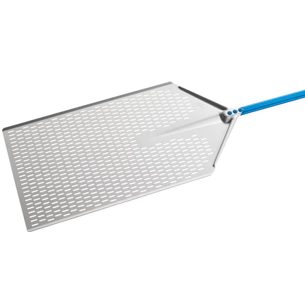 Xẻng pizza nhôm anod chữ nhật đục lỗ GI Metal Azzurra 40,6 x 61 cm cán 119 cm AM-4060F