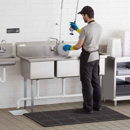 Bồn rửa công nghiệp 3 ngăn Regency 152 cm với chân thép mạ kẽm