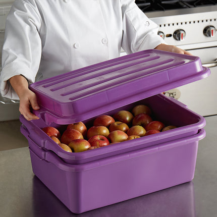 Bộ hộp đựng thực phẩm kèm khay thoát nước và nắp chống dị ứng màu tím Vollrath Traex® Color-Mate™ 1535-C80 50,8 x 38,1 x