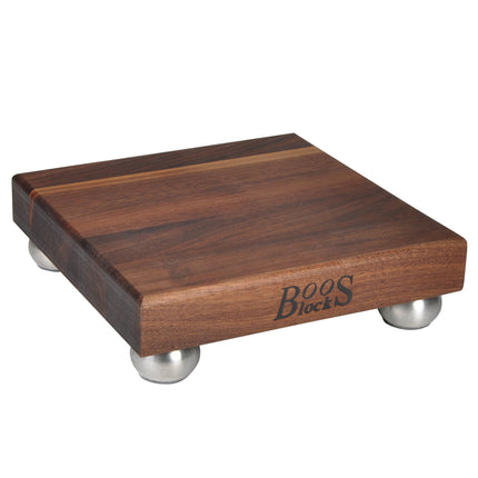Thớt gỗ óc chó đen trưng bày có chân inox John Boos & Co. WAL-9SS 23 x 23 x 3,8 cm