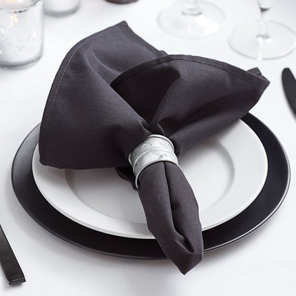 Khăn ăn đen bằng vải pha 65/35 polyester/cotton Intedge 51 cm x 51 cm - Gói 12 cái