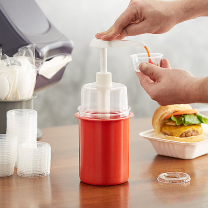 Bộ bình phân phối gia vị Steril-Sil màu đỏ 890 ml kèm vòi bơm 30 ml và nắp vòm
