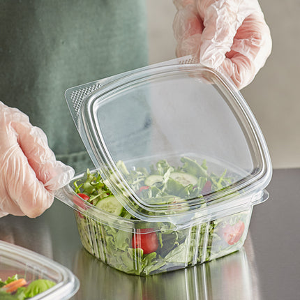 Choice Hộp Đựng Deli Nắp Bản Lề Nhựa RPET Tái Chế Trong Suốt 12 oz 200 Cái/Thùng