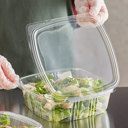 Choice Hộp Đựng Đồ Ăn Mang Đi Nắp Bản Lề Nhựa RPET Tái Chế 48 oz Trong Suốt 200/Case