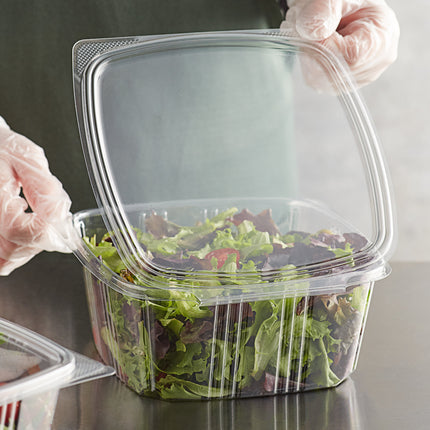 Choice Hộp Đựng Deli Nắp Bản Lề Nhựa RPET Tái Chế Trong Suốt 64 oz 200 Cái/Thùng