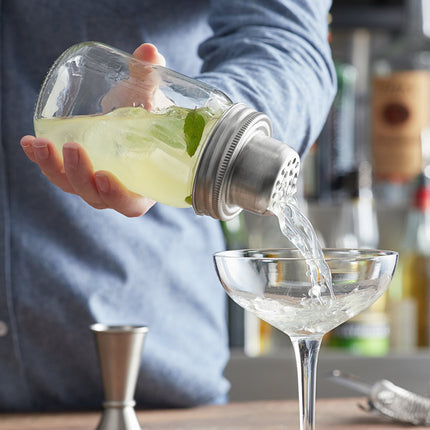 Bình lắc cocktail thủy tinh kiểu hũ mason 3 mảnh Acopa 444 ml