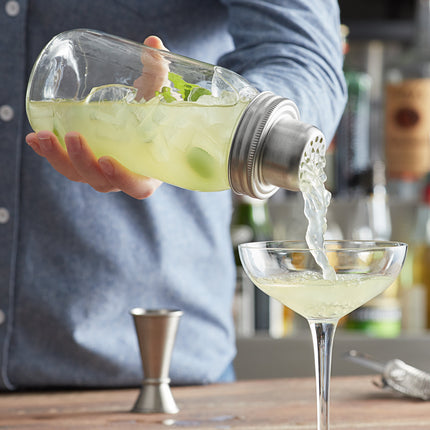 Bình lắc cocktail thủy tinh kiểu hũ mason 3 mảnh Acopa 739 ml