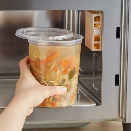 Choice Bộ Hộp Deli Tròn Trong Mờ Dùng Được Lò Vi Sóng Kèm Nắp 32 oz 250/Thùng