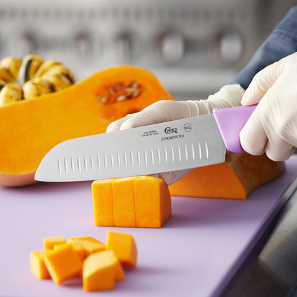 Dao Santoku lưỡi Granton cán tím Choice 18 cm