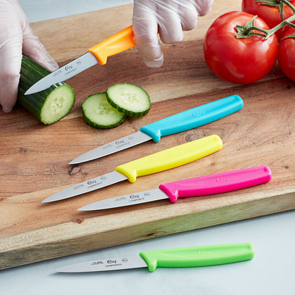Dao gọt lưỡi trơn Choice 8,3 cm cán neon - Gói 5 cái