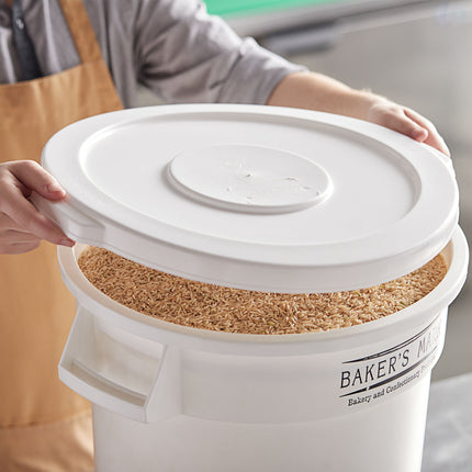 Nắp thùng đựng nguyên liệu tròn Baker's Mark 38 lít / 160 cup màu trắng