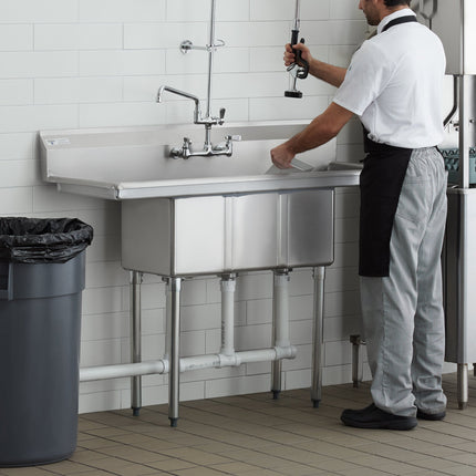 Bồn rửa công nghiệp 3 ngăn Steelton 137 cm với hai máng ráo nước 30 cm