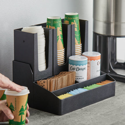 Trụ đựng ly, nắp ly và phụ gia cà phê 6 ngăn để bàn Choice màu đen