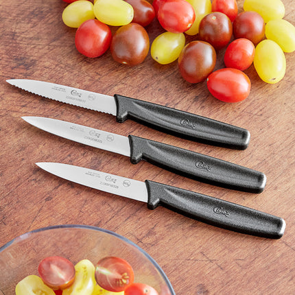 Bộ dao gọt Choice 8,3 cm gồm 1 lưỡi răng cưa và 2 lưỡi trơn cán đen