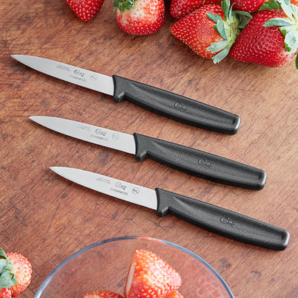 Dao gọt lưỡi trơn Choice 8,3 cm cán đen - Gói 3 cái