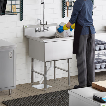 Bồn rửa công nghiệp một ngăn Regency chân thép không gỉ giằng chéo 74 cm