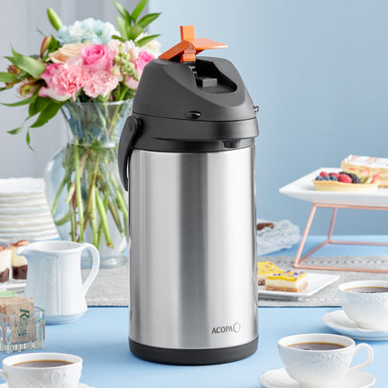 Bình ủ cà phê inox lót inox Acopa 4 lít decaf cần gạt kim loại