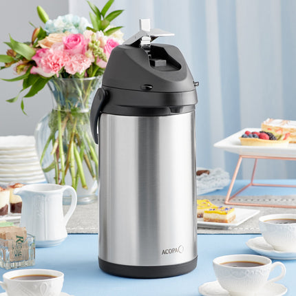 Bình ủ cà phê inox lót inox Acopa 4 lít cần gạt kim loại
