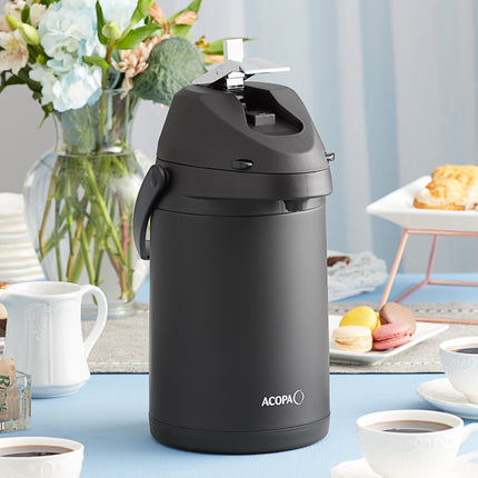 Bình ủ cà phê inox lót inox Acopa 3 lít đen mờ cần gạt kim loại