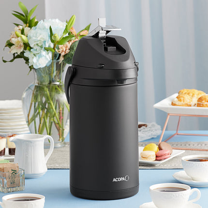 Bình ủ cà phê inox lót inox Acopa 4 lít đen mờ cần gạt kim loại