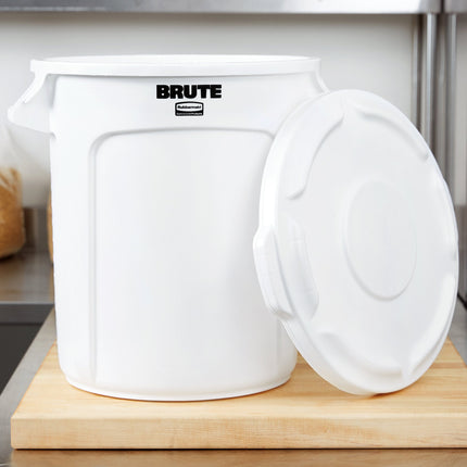 Thùng đựng nguyên liệu tròn Rubbermaid® BRUTE 38 lít / 160 cup màu trắng kèm nắp