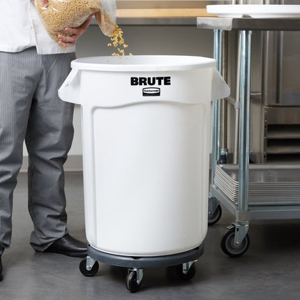 Thùng đựng nguyên liệu tròn di động Rubbermaid® BRUTE 121 lít / 510 cup màu trắng kèm nắp