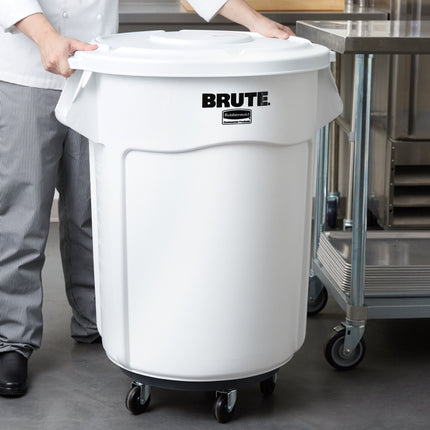Thùng đựng nguyên liệu tròn di động Rubbermaid® BRUTE 208 lít / 880 cup màu trắng kèm nắp