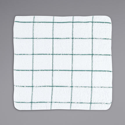 Khăn lau chén cotton ô vuông màu xanh lá trắng Cooks Linen 454 g 30,5 x 30,5 cm - Gói 12 cái