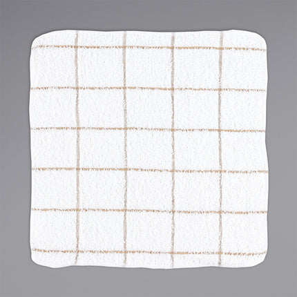 Khăn lau chén cotton ô vuông màu be trắng Cooks Linen 454 g 30,5 x 30,5 cm - Gói 12 cái