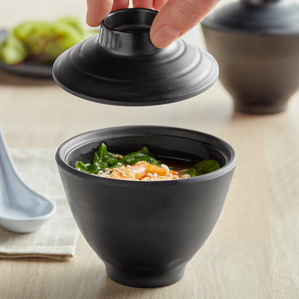 Tô tròn melamine GET B-95-BK Nara 237 ml màu đen nhám kèm nắp - Thùng 12 cái