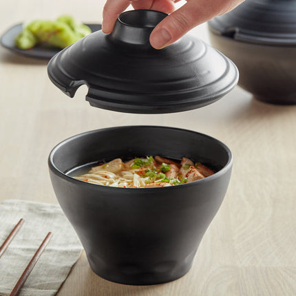 Tô tròn melamine GET B-400-BK Nara 946 ml màu đen nhám có nắp - Thùng 12 cái