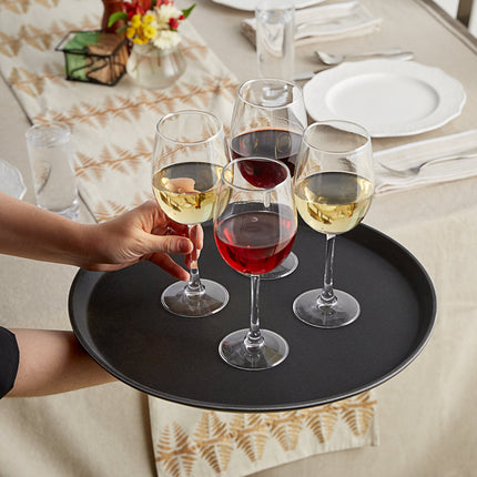 Khay phục vụ chống trượt sợi thủy tinh Choice đen hình tròn Ø 41 cm - Thùng 12 cái