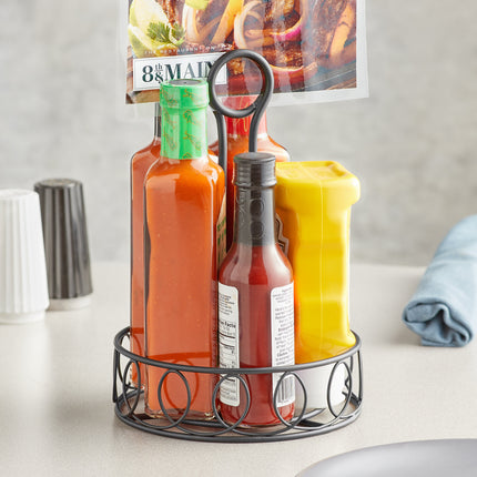 Khay đựng gia vị quầy bar Choice sắt rèn xoắn tròn màu đen kèm giá kẹp thẻ - 15 x 24 cm