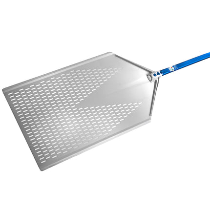 Xẻng pizza nhôm anod đục lỗ chữ nhật GI Metal Azzurra 30,5 x 61 cm cán 119,4 cm AMP-3060F