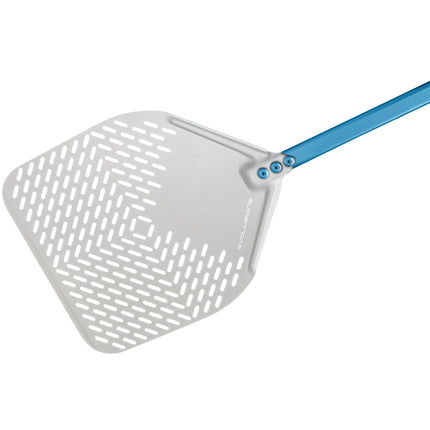 Xẻng pizza nhôm anod vuông đục lỗ GI Metal Evoluzione 33 cm với cán 60 cm E-32RF/60