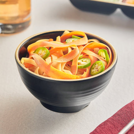 Tô melamine đen mờ viền ngà Acopa Ugoki 10 oz (296 ml) - Gói 12 cái