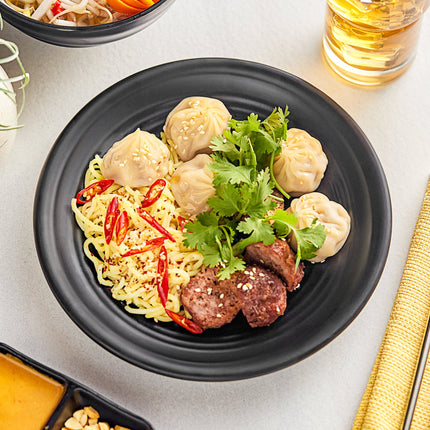 Đĩa coupe nhựa melamine đen mờ Acopa Izumi 23 cm - Gói 12 cái