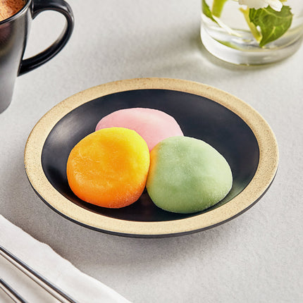 Đĩa melamine đen mờ viền ngà Acopa Ugoki 16,5 cm - Túi 12 cái